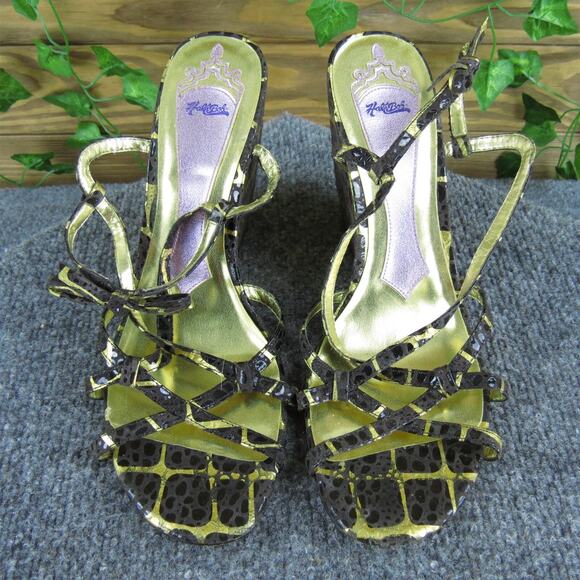 Hale Bob Women's Strappy Brown Leather Pump 9.5 Medium Gently Used 2025 - Picture 2 of 7